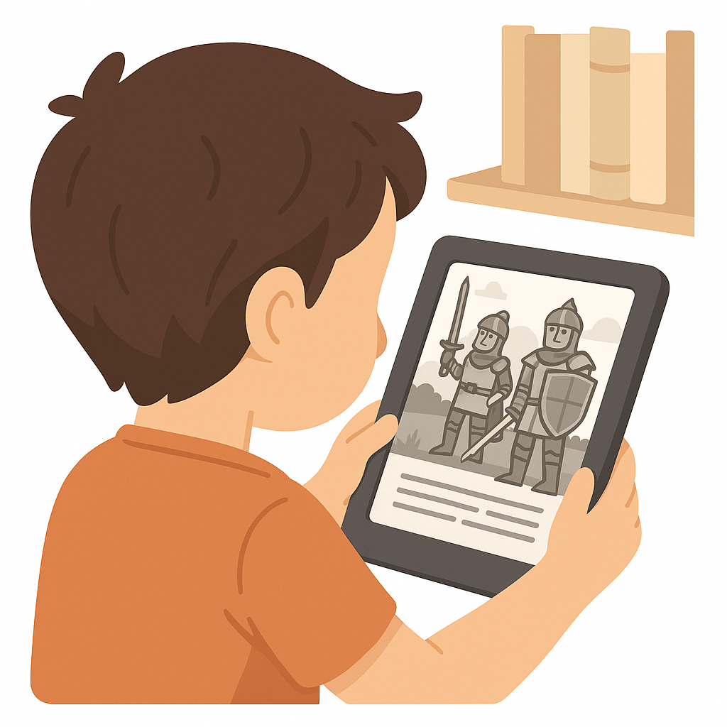 Dziecko czytające e-booka na czytniku e-booków